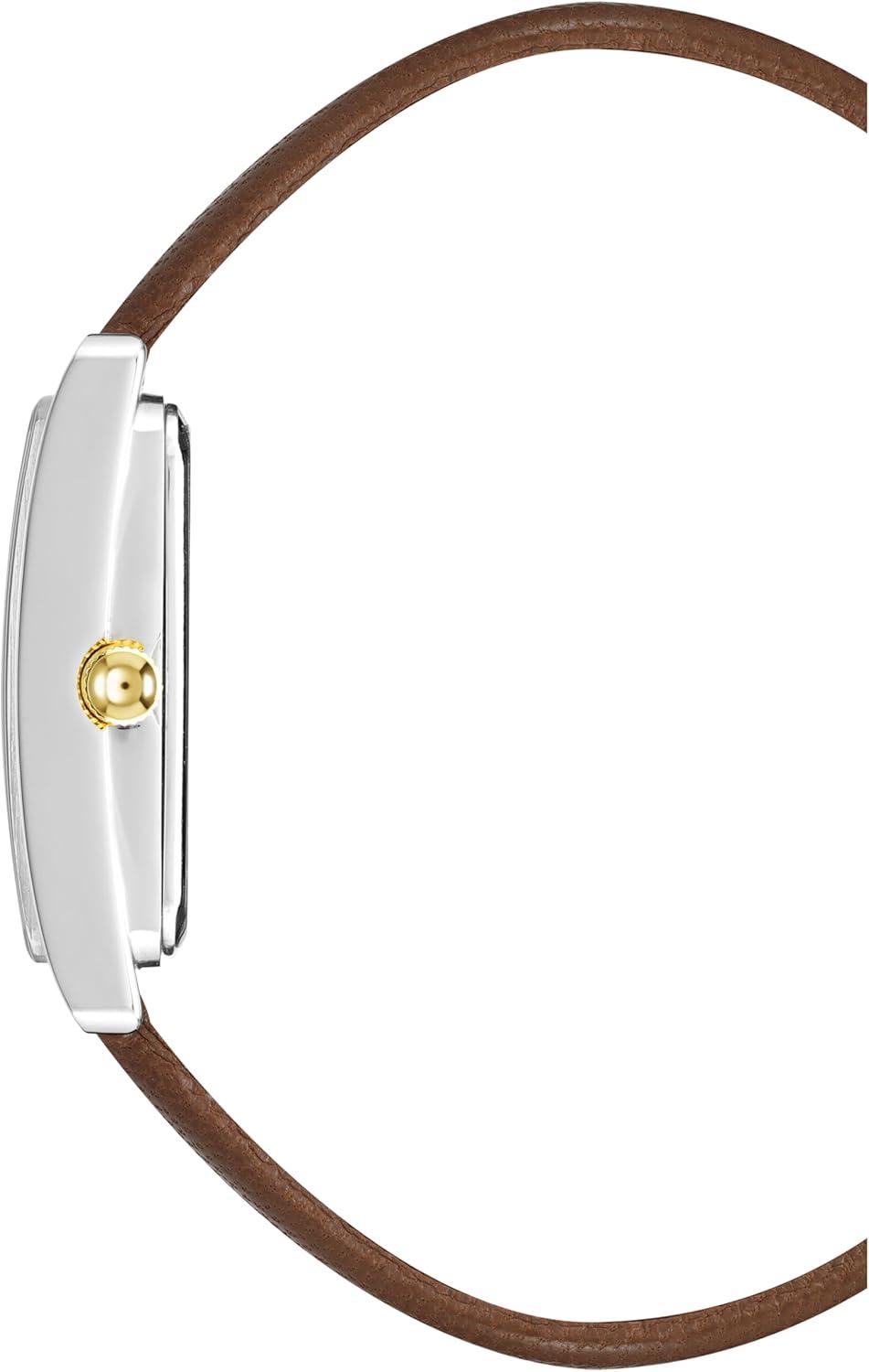 imageAnne Klein Womens Leather Strap WatchBrownTwo Tone