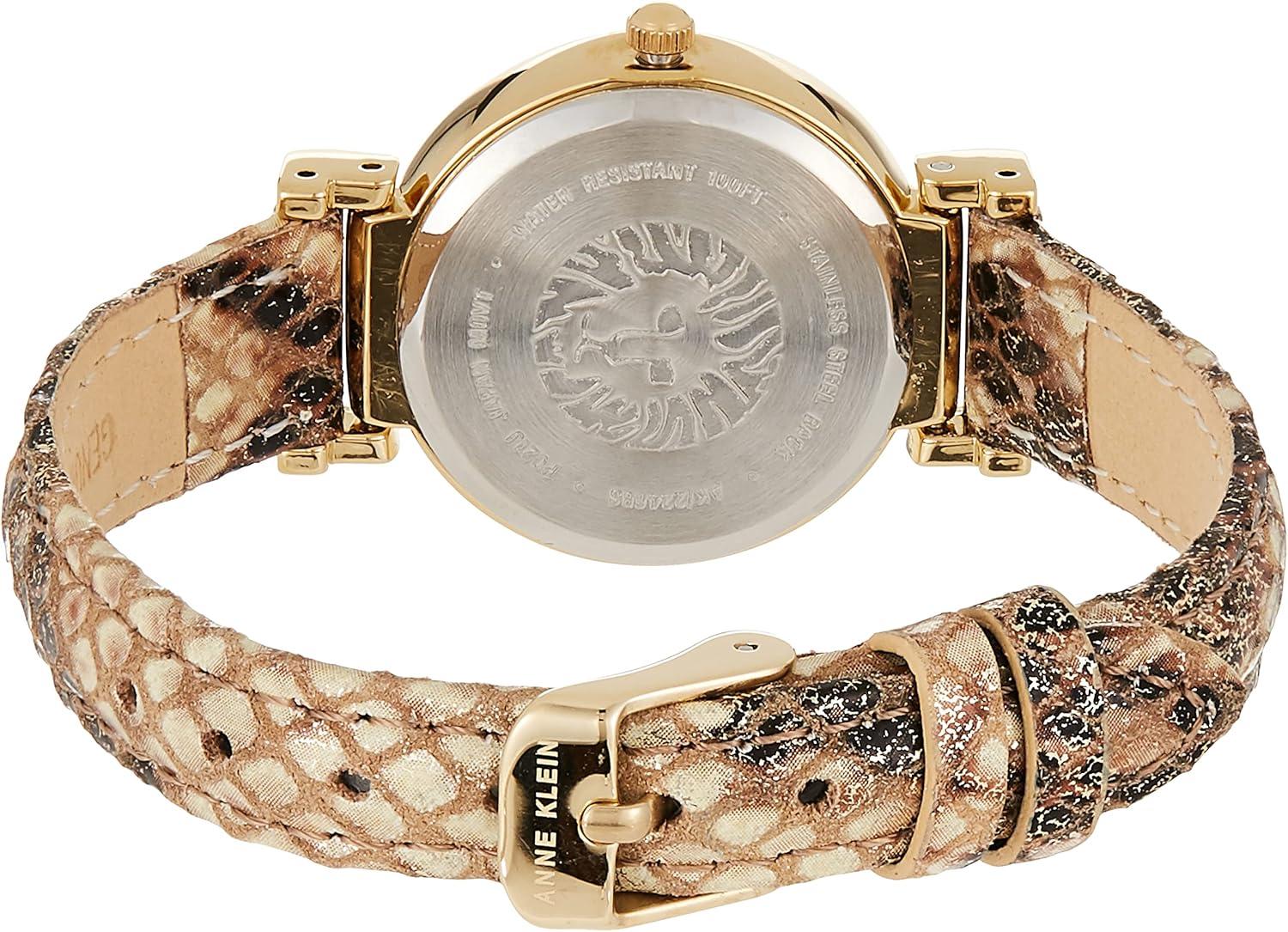 imageAnne Klein Womens Leather Strap WatchCreamGold