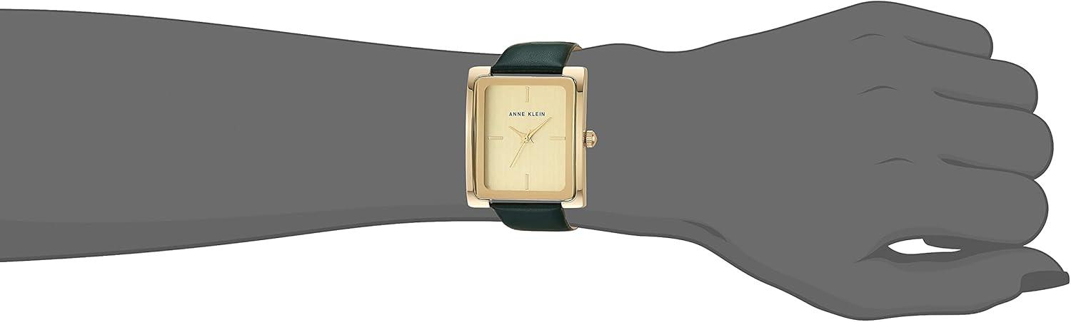 imageAnne Klein Womens Leather Strap WatchGreenGold