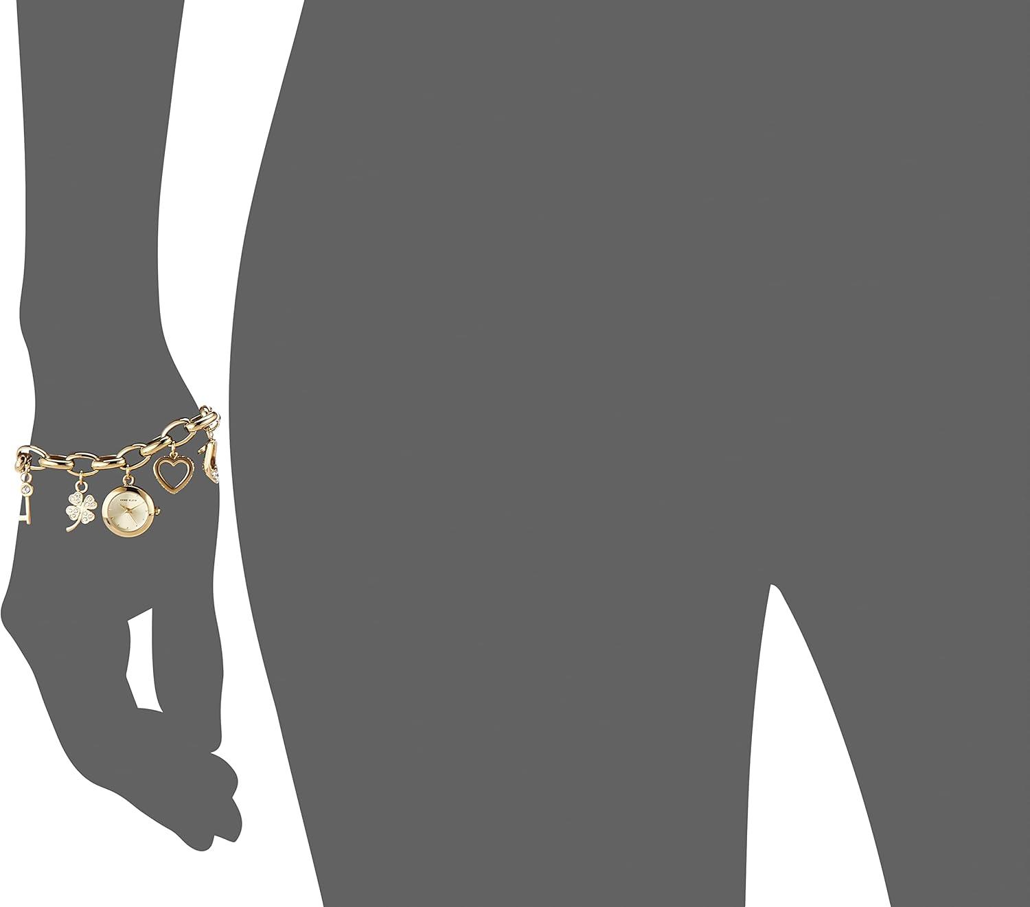 imageAnne Klein Womens Premium Crystal Accented GoldTone Charm Bracelet Watch 107604CHRMGold