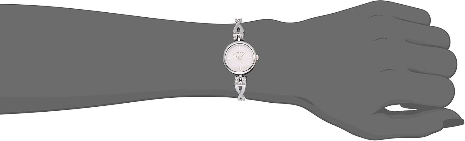 imageAnne Klein Womens Premium Crystal Accented SilverTone Watch and Bracelet SetSilver
