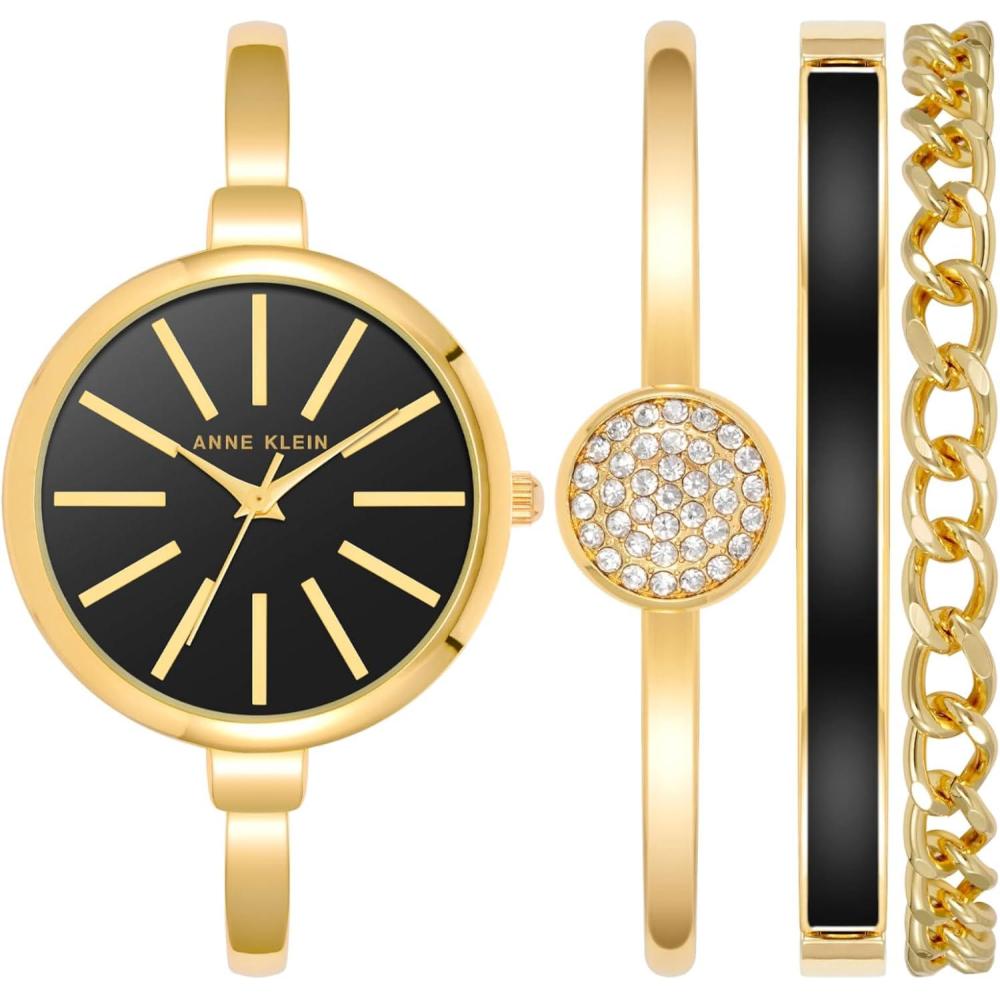 imageAnne Klein Womens Bangle Watch and Bracelet SetGoldBlack