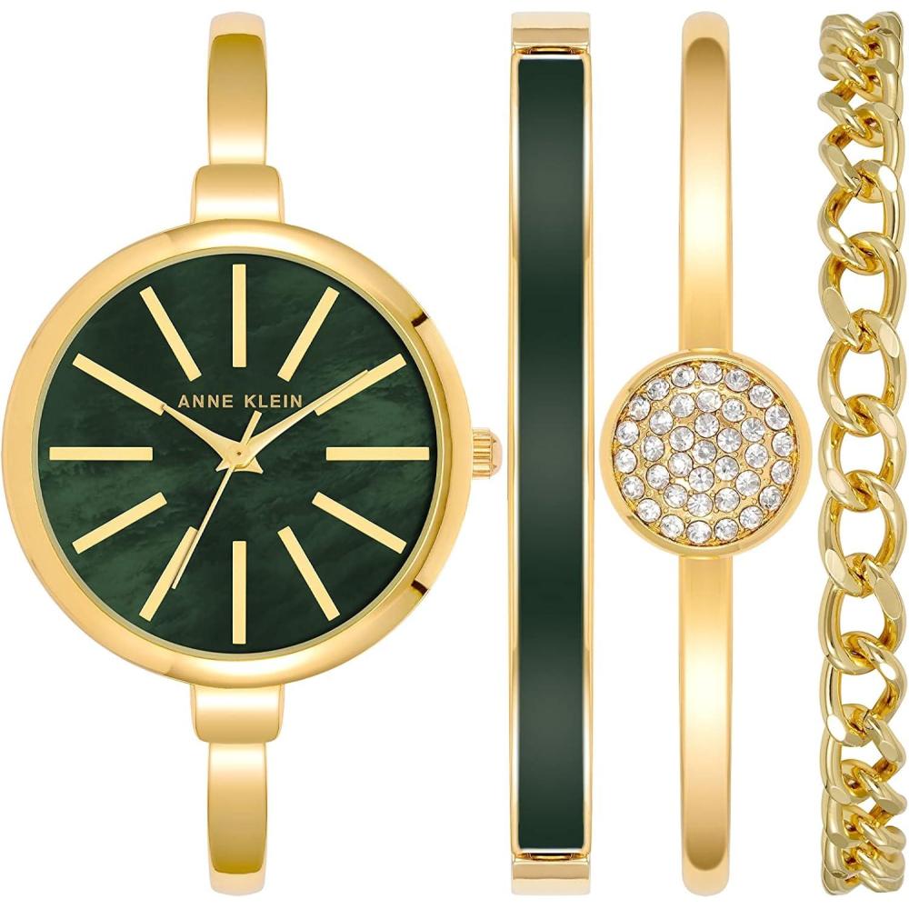 imageAnne Klein Womens Bangle Watch and Bracelet SetGoldGreen