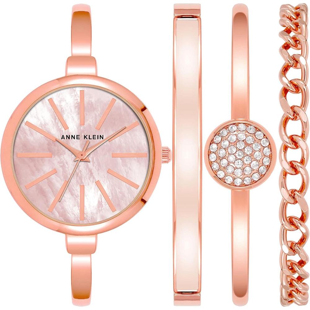 imageAnne Klein Womens Bangle Watch and Bracelet SetRose GoldBlush Pink