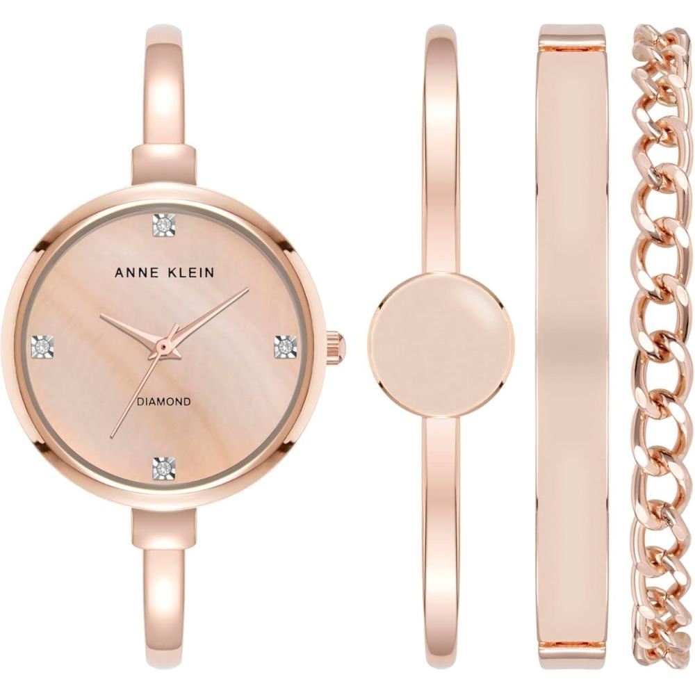 imageAnne Klein Womens Bangle Watch and Bracelet SetRose GoldBlush Pink LabGrown