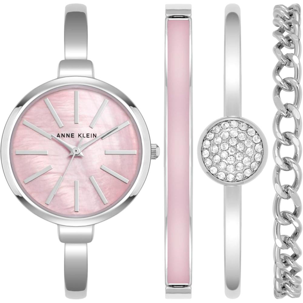imageAnne Klein Womens Bangle Watch and Bracelet SetSilverPink