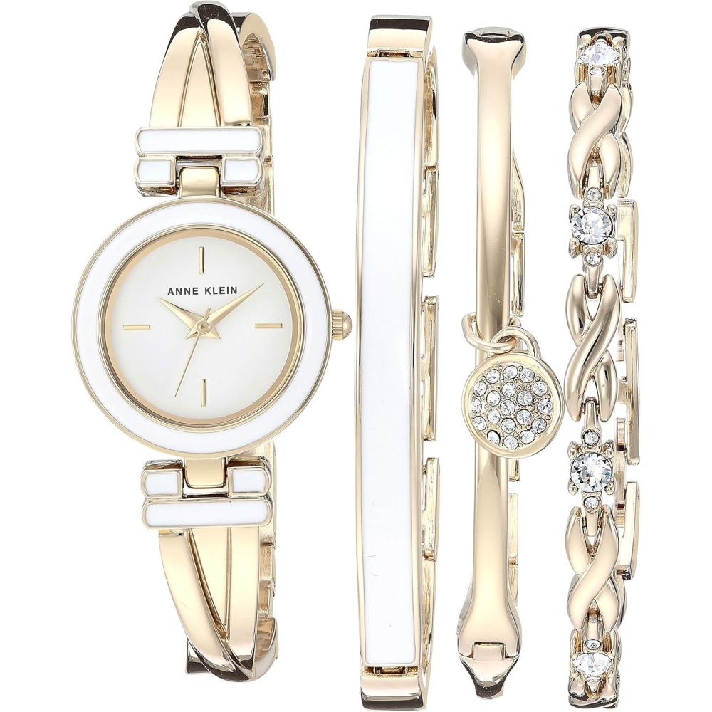 imageAnne Klein Womens Bangle Watch and Premium Crystal Accented Bracelet SetGoldWhite