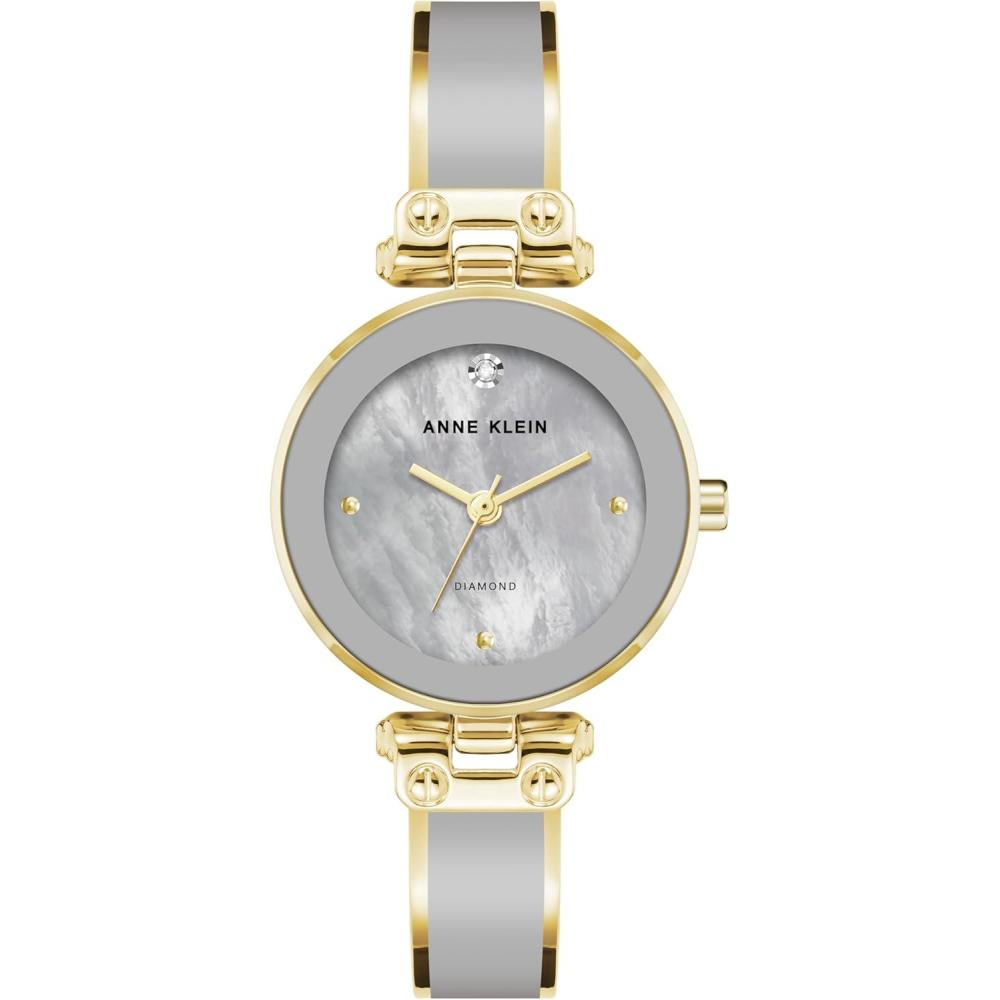 imageAnne Klein Womens Genuine Diamond Dial Bangle WatchLight GreyGold