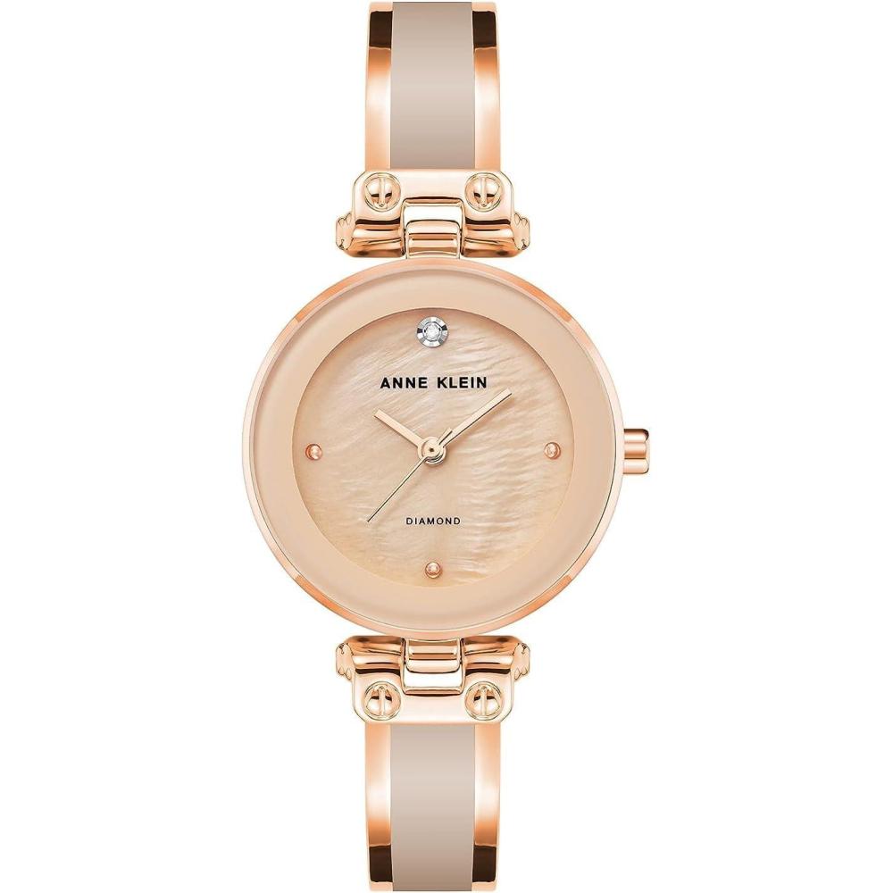 imageAnne Klein Womens Genuine Diamond Dial Bangle WatchPinkRose Gold