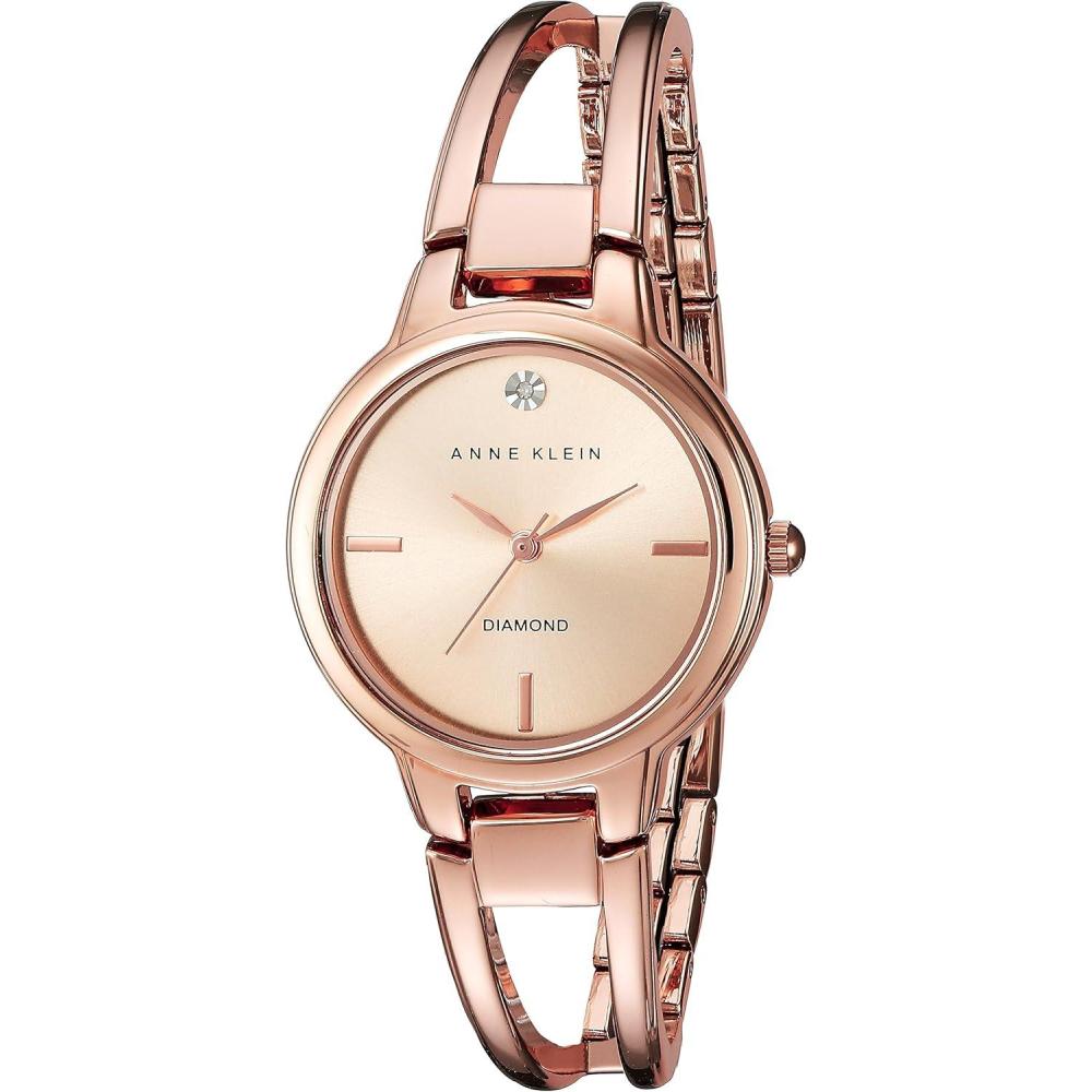 imageAnne Klein Womens Genuine Diamond Dial Bangle WatchRose Gold