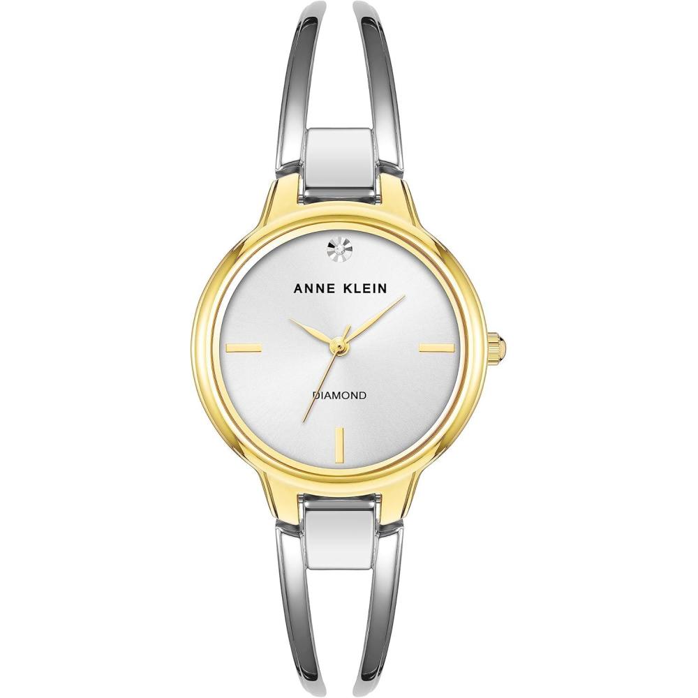 imageAnne Klein Womens Genuine Diamond Dial Bangle WatchTwo Tone