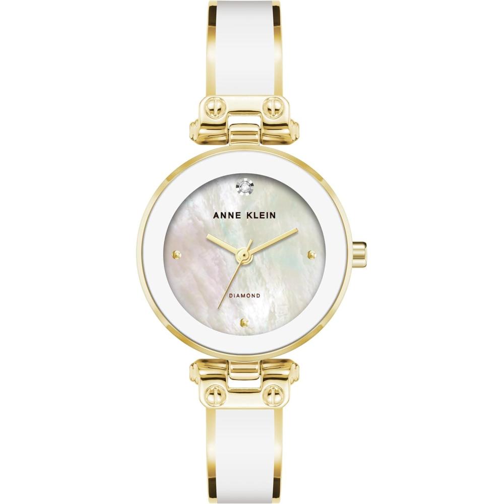 imageAnne Klein Womens Genuine Diamond Dial Bangle WatchWhiteGold