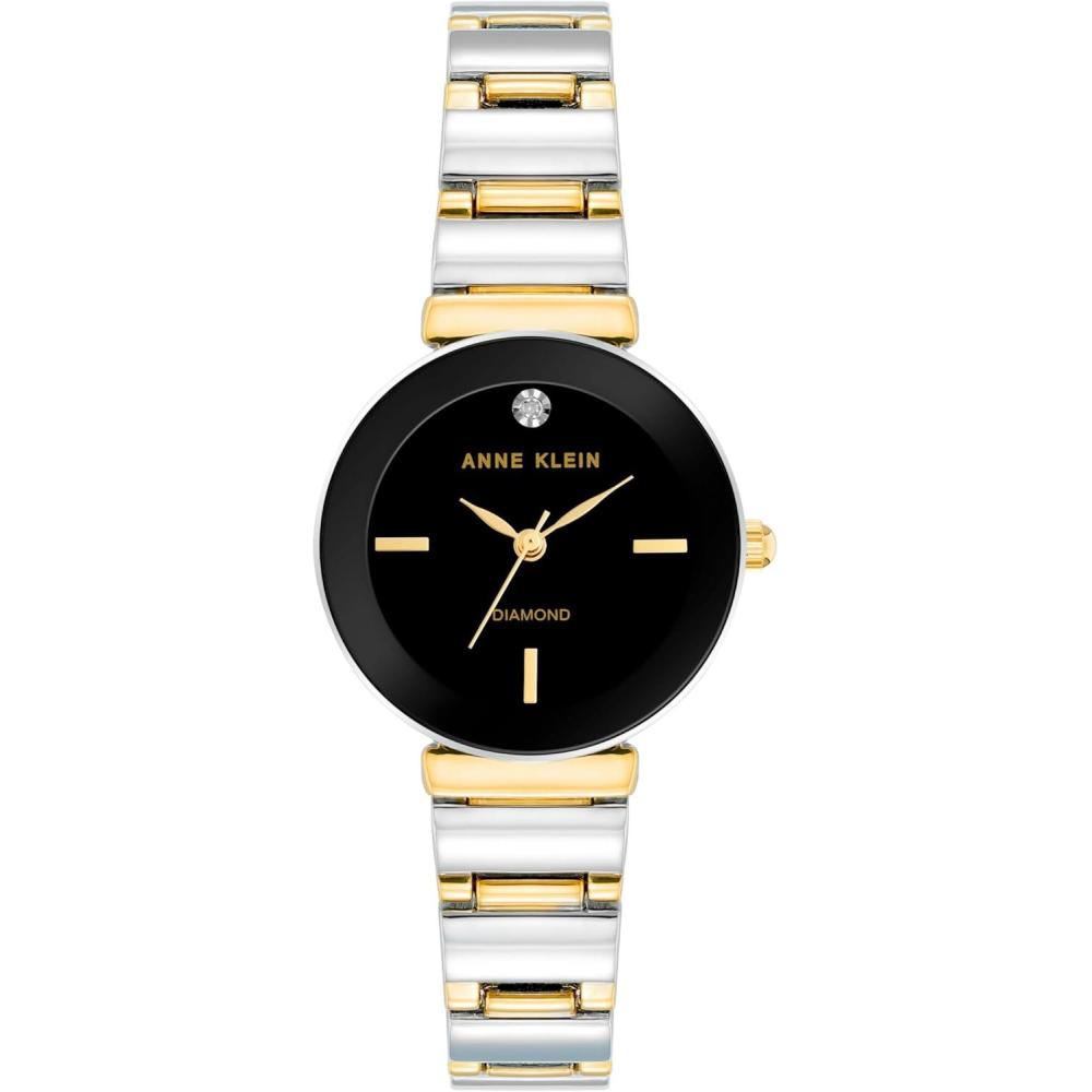 imageAnne Klein Womens Genuine Diamond Dial Bracelet WatchBlackTwoTone
