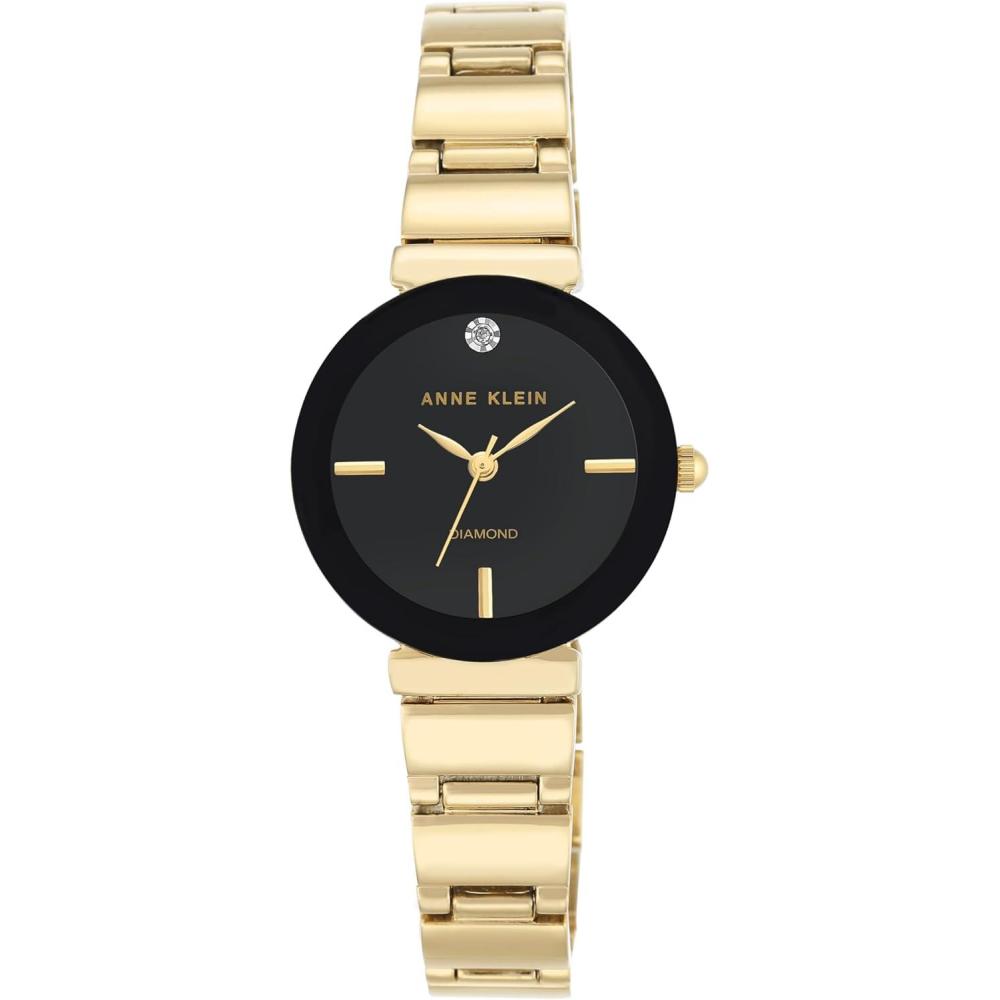 imageAnne Klein Womens Genuine Diamond Dial Bracelet WatchGoldBlack