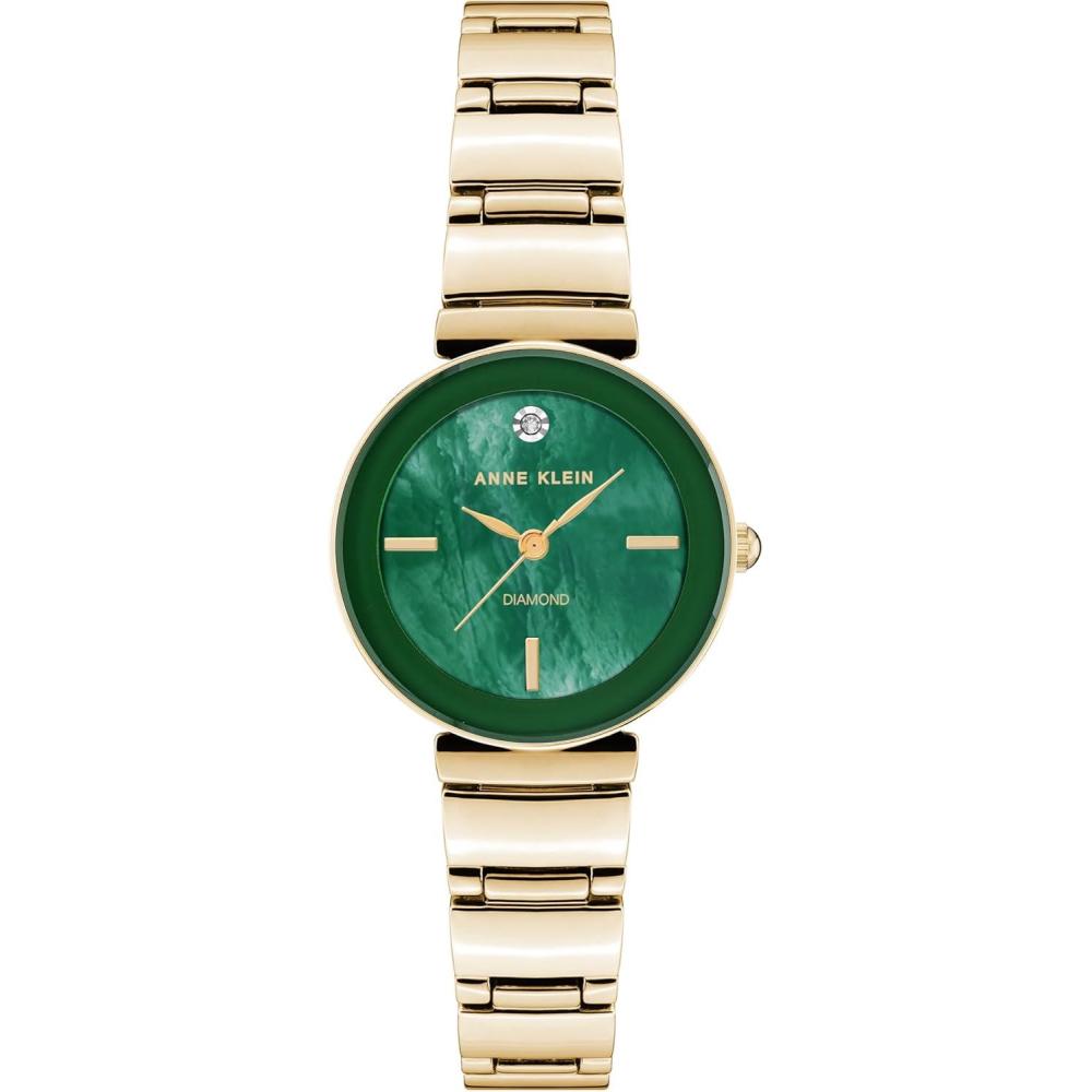 imageAnne Klein Womens Genuine Diamond Dial Bracelet WatchGreenGold
