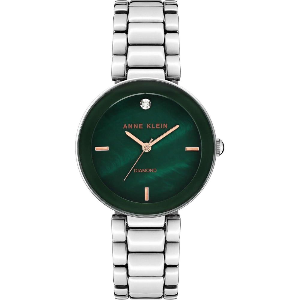 imageAnne Klein Womens Genuine Diamond Dial Bracelet WatchGreenSilver