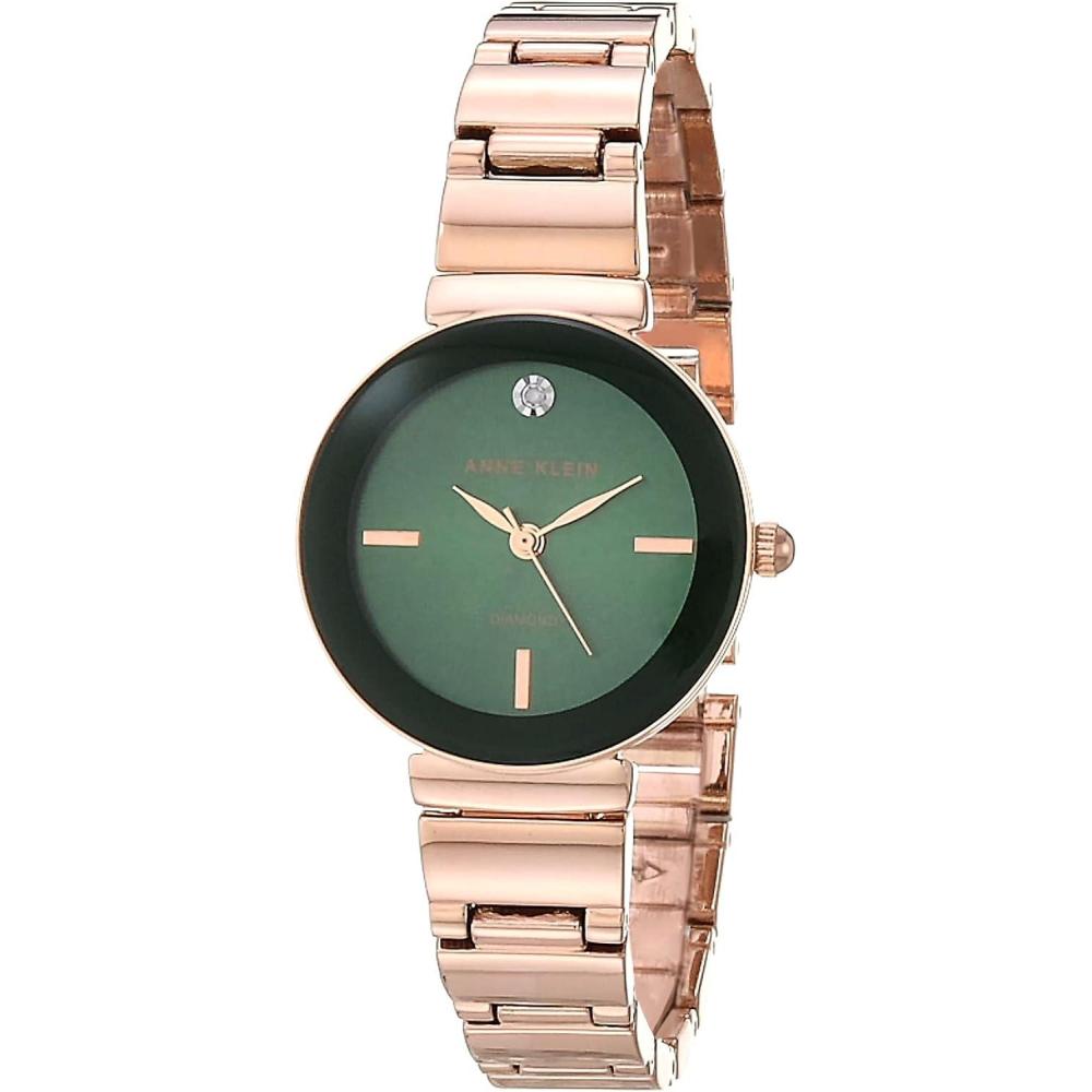 imageAnne Klein Womens Genuine Diamond Dial Bracelet WatchRose GoldGreen