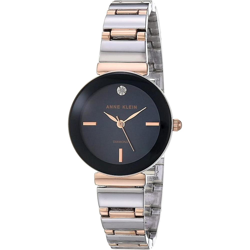 imageAnne Klein Womens Genuine Diamond Dial Bracelet WatchSilverRose GoldNavy Blue
