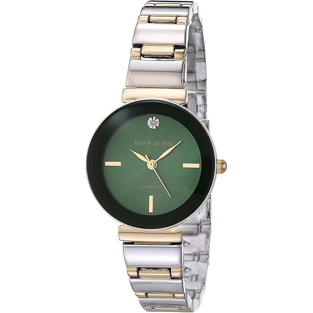 imageAnne Klein Womens Genuine Diamond Dial Bracelet WatchTwo ToneGreen