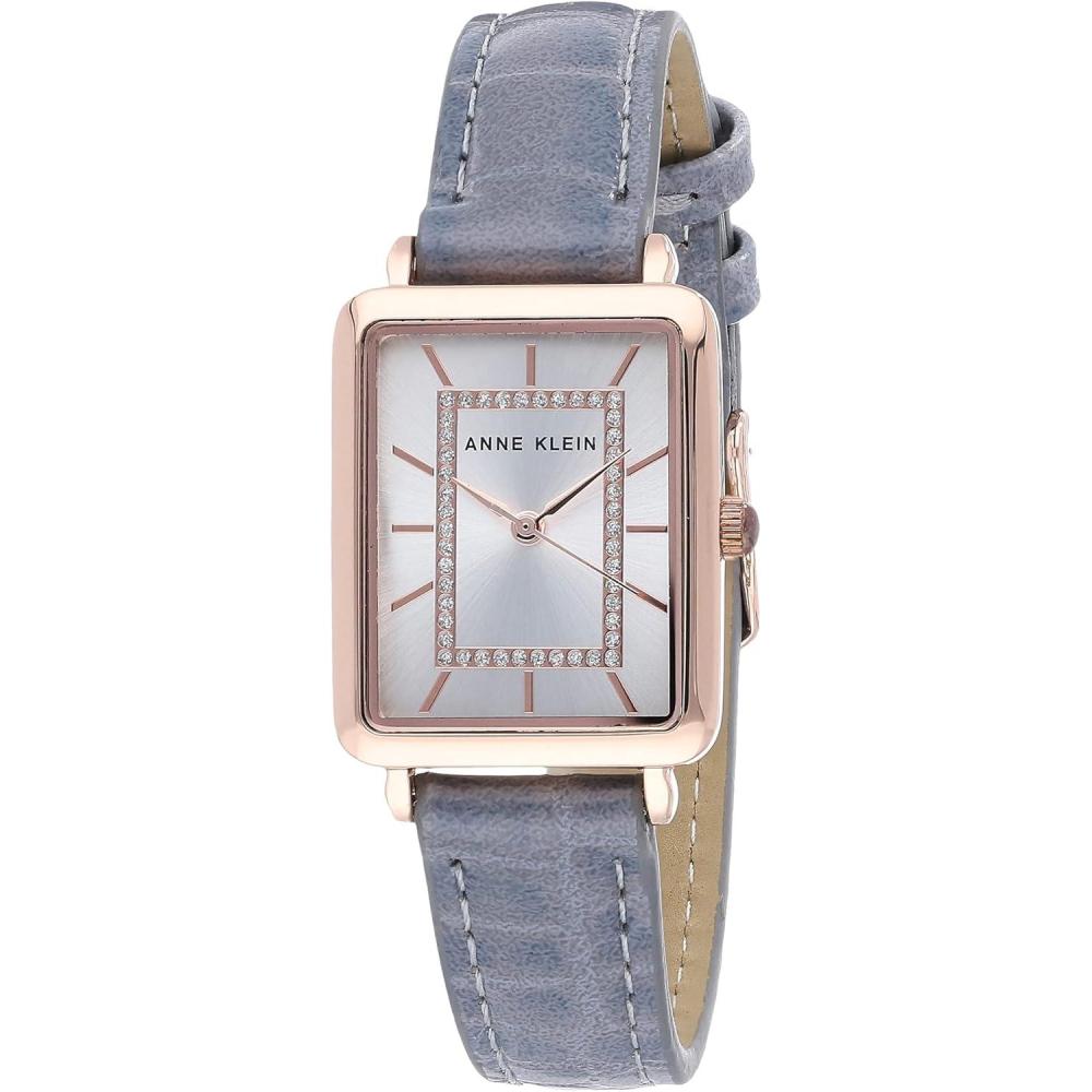 imageAnne Klein Womens Glitter Accented CrocoGrain Strap Watch AK3820GreyRose Gold