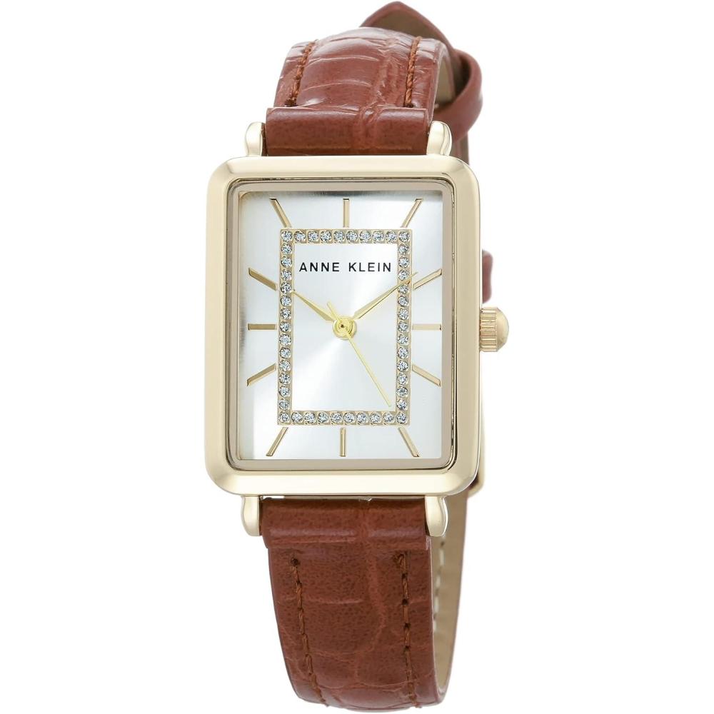 imageAnne Klein Womens Glitter Accented CrocoGrain Strap Watch AK3820Honey BrownGold