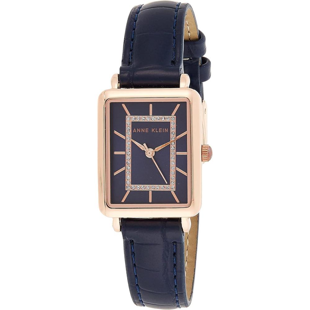 imageAnne Klein Womens Glitter Accented CrocoGrain Strap Watch AK3820Navy BlueRose Gold