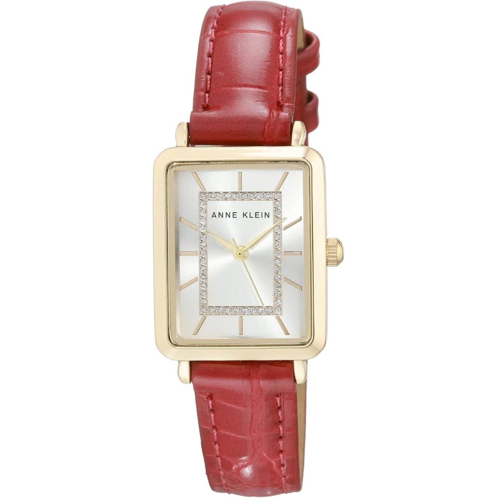 imageAnne Klein Womens Glitter Accented CrocoGrain Strap Watch AK3820RedGold
