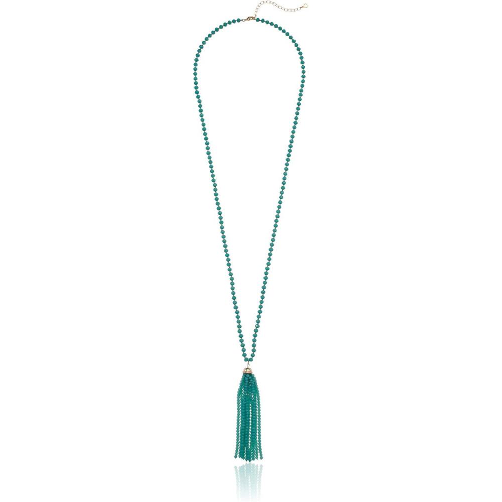 imageAnne Klein Womens Gold Turquoise 32in Tassel Strand Necklace One Size