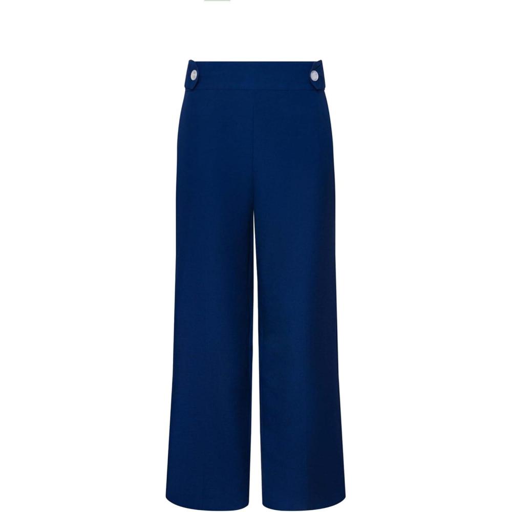 imageAnne Klein Womens High Rise Pull on Wide Leg W Button Wb DSantorini Blue
