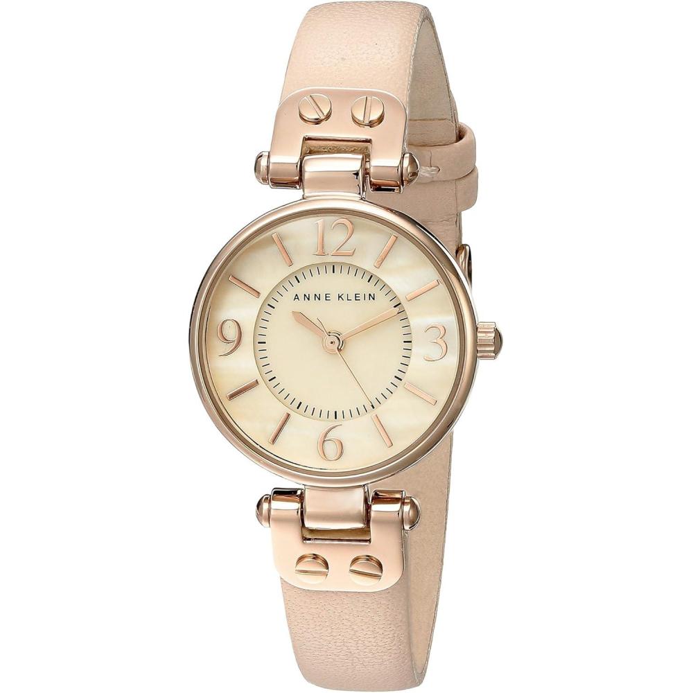 imageAnne Klein Womens Leather Strap WatchBlush PinkRose Gold