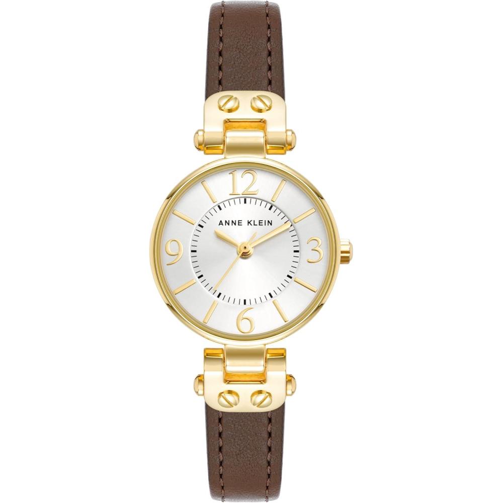 imageAnne Klein Womens Leather Strap WatchGoldBrown