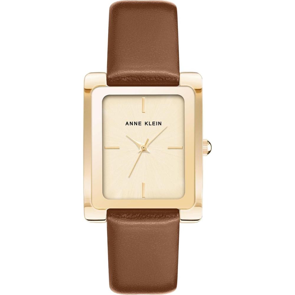 imageAnne Klein Womens Leather Strap WatchHoney BrownGold