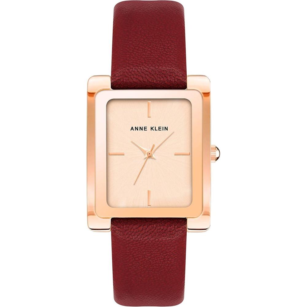 imageAnne Klein Womens Leather Strap WatchPurpleRose Gold