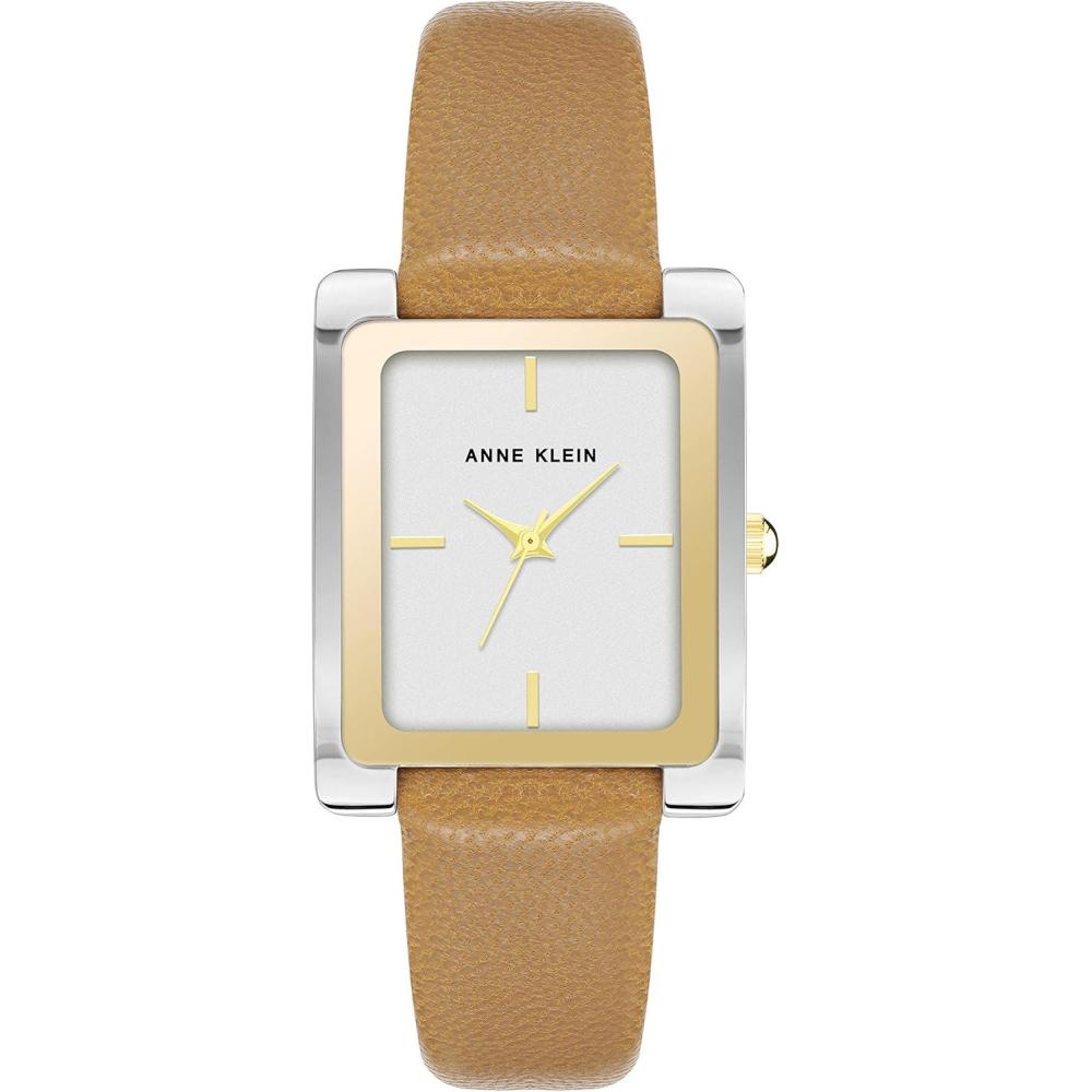 imageAnne Klein Womens Leather Strap WatchTanTwo Tone