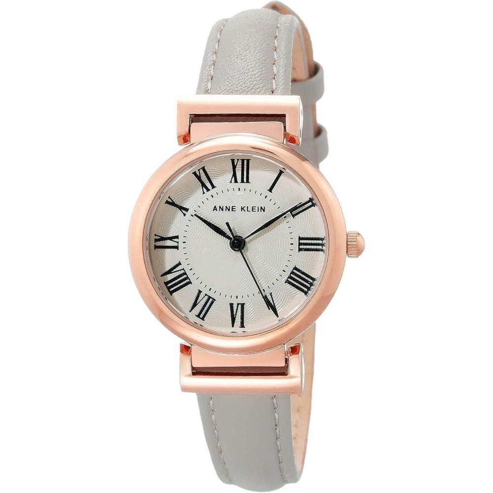 imageAnne Klein Womens Leather Strap WatchTaupeRose Gold