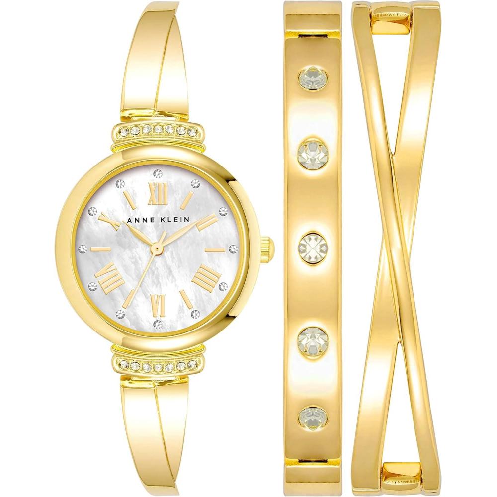 imageAnne Klein Womens Premium Crystal Accented Bangle Watch Set AK2245Gold
