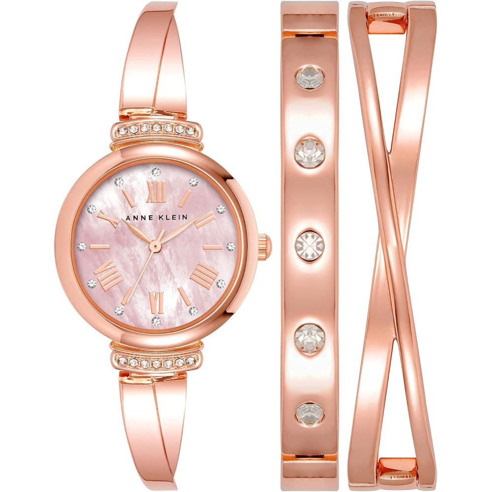 imageAnne Klein Womens Premium Crystal Accented Bangle Watch Set AK2245Rose Gold