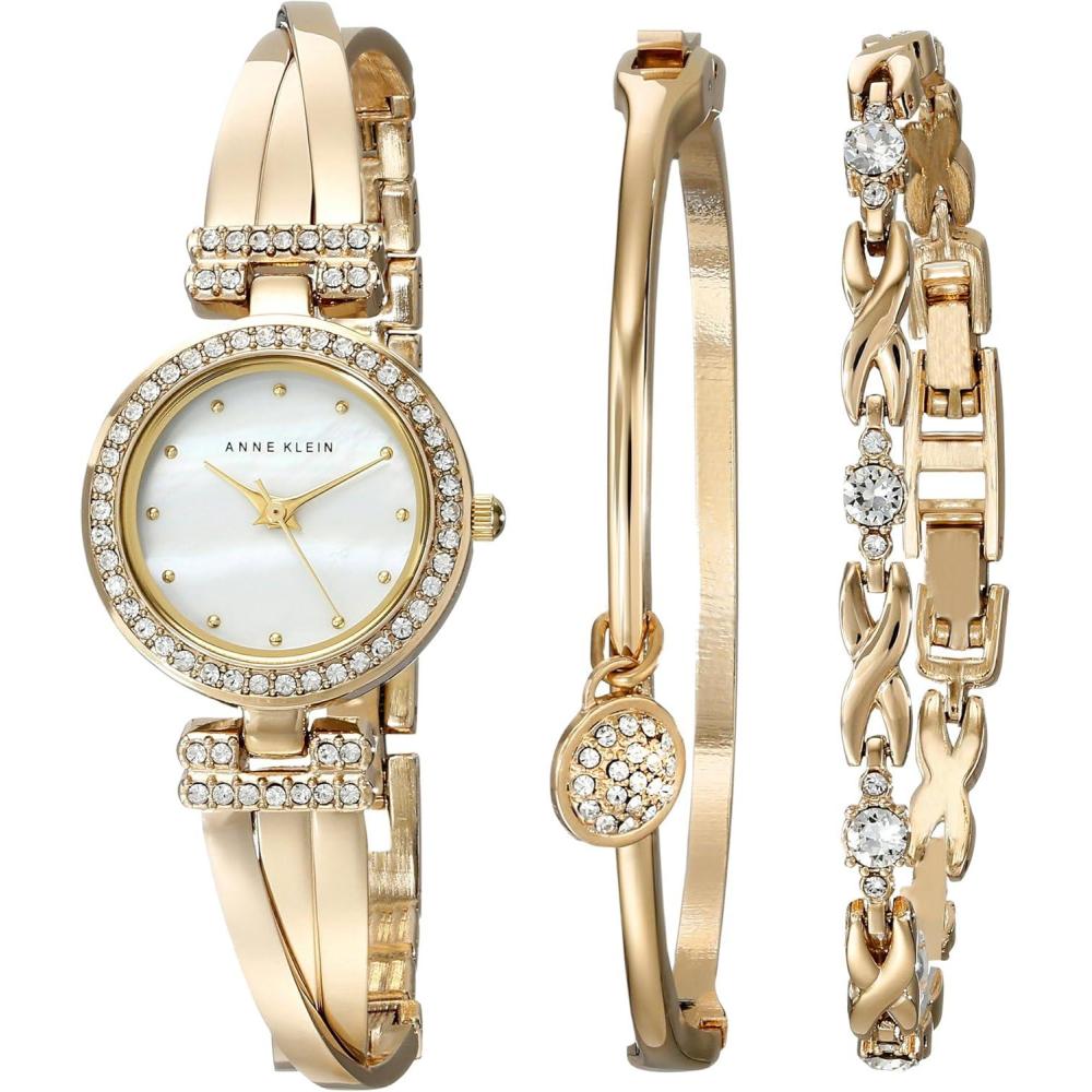 imageAnne Klein Womens Premium Crystal Accented Bangle Watch and Bracelet SetGold