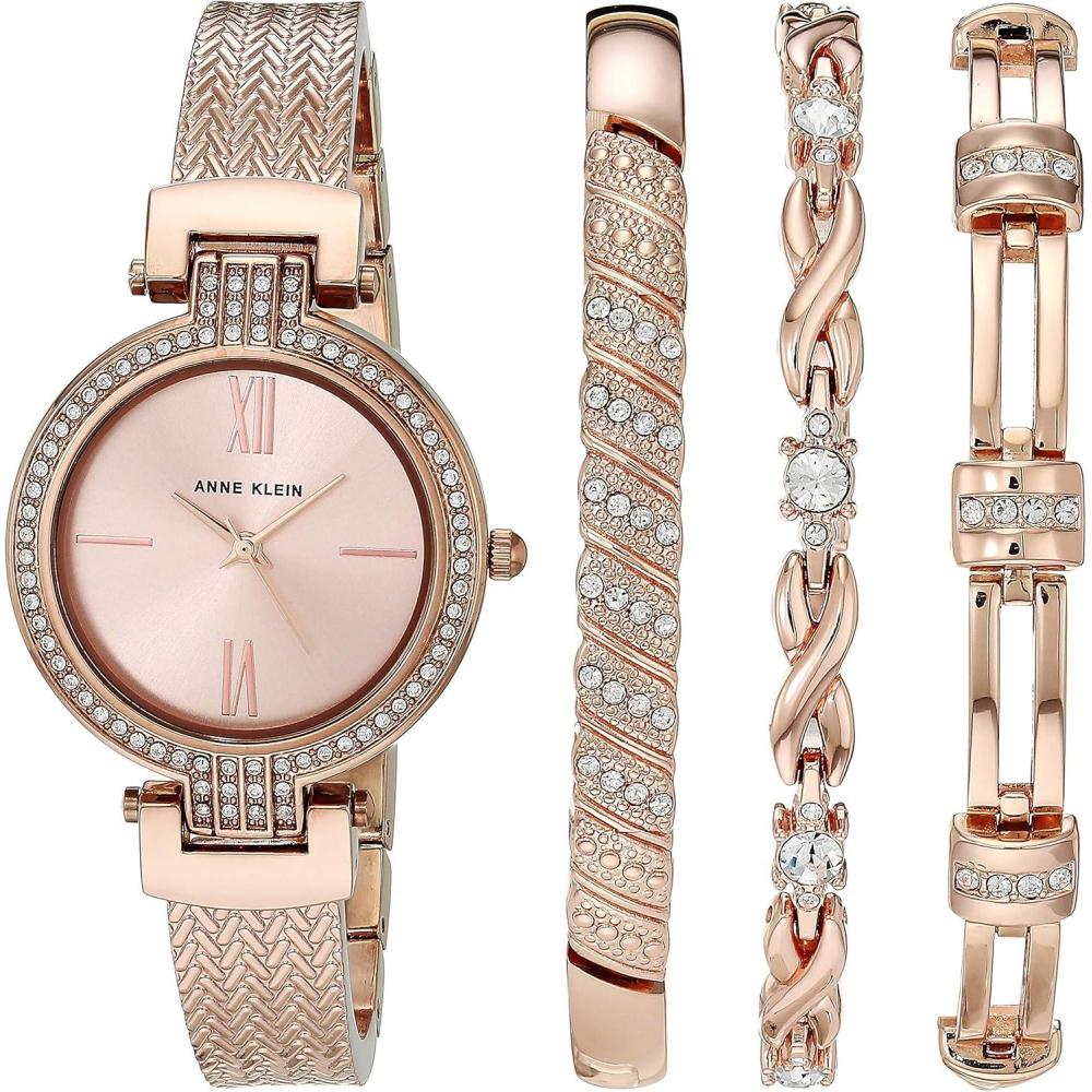 imageAnne Klein Womens Premium Crystal Accented Watch and Bracelet Set AK3584Rose Gold