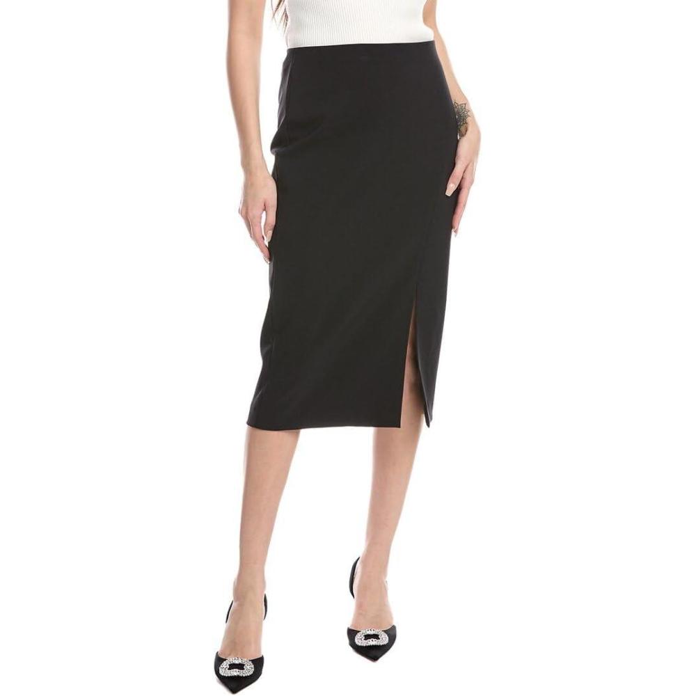 imageAnne Klein Womens Pull on Asymmetrical Seam Midi Pencil SkAnne Black
