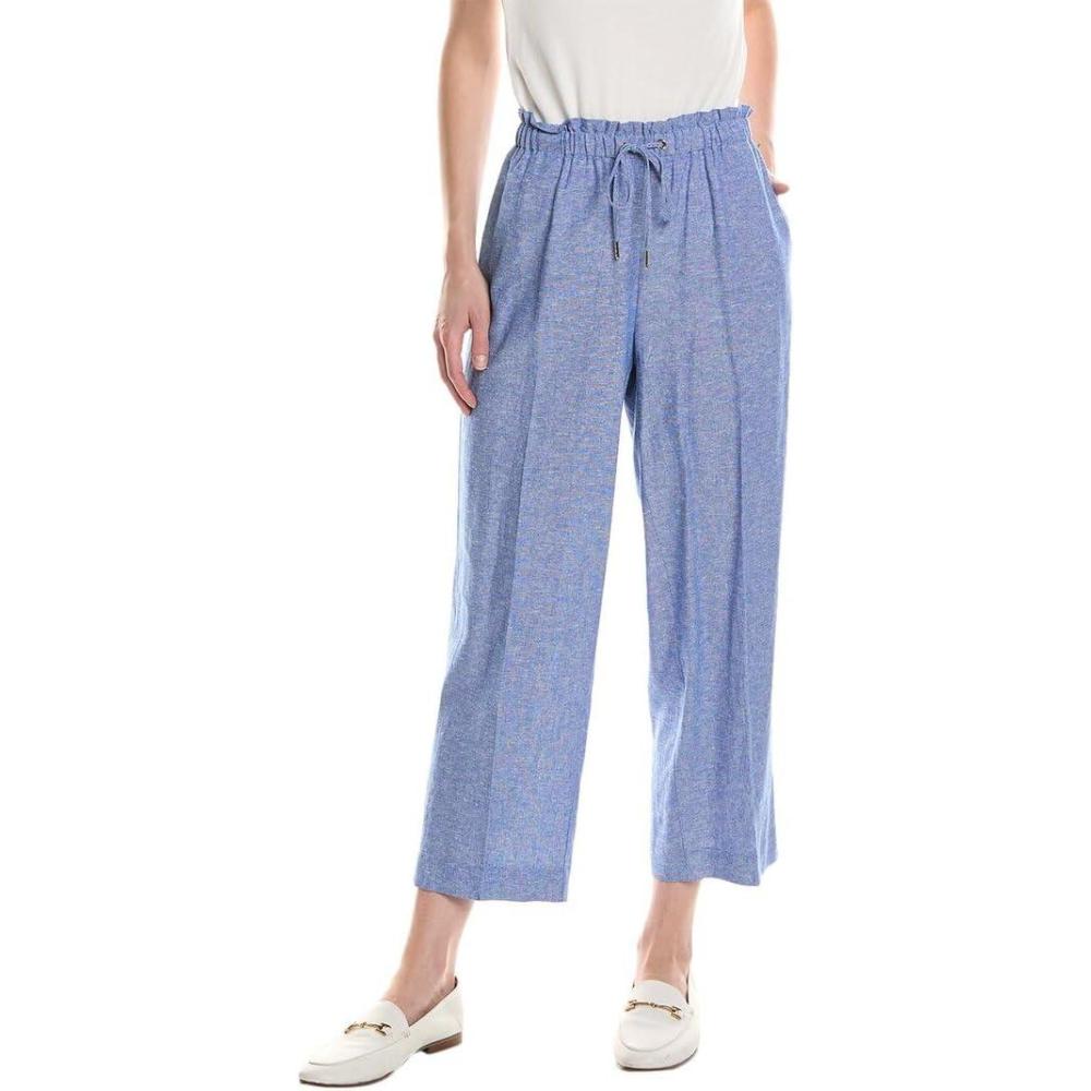 imageAnne Klein Womens Pull on Drawstring Wide Leg CropSantorini BlueBrt Wht