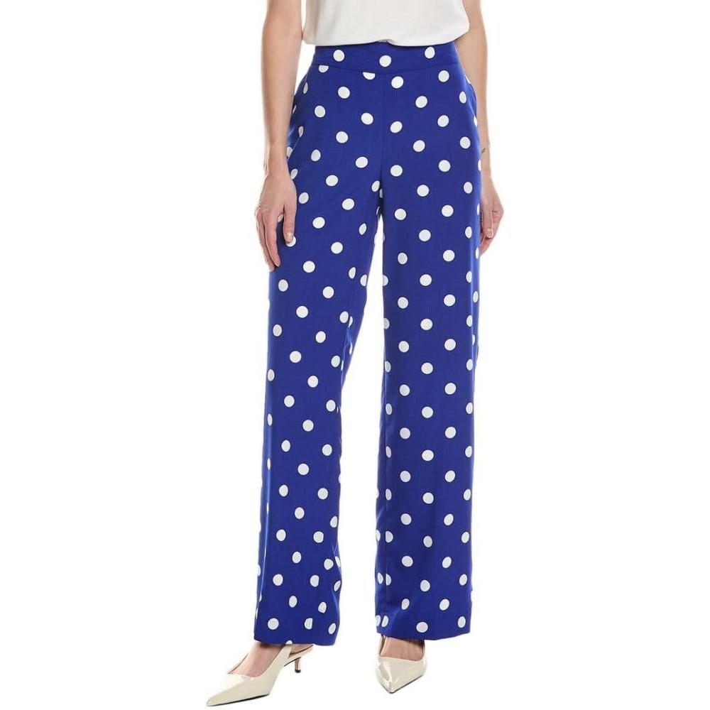 imageAnne Klein Womens Pull on High Rise Wide Leg Pant LinedSantorini BlueBrt Wht