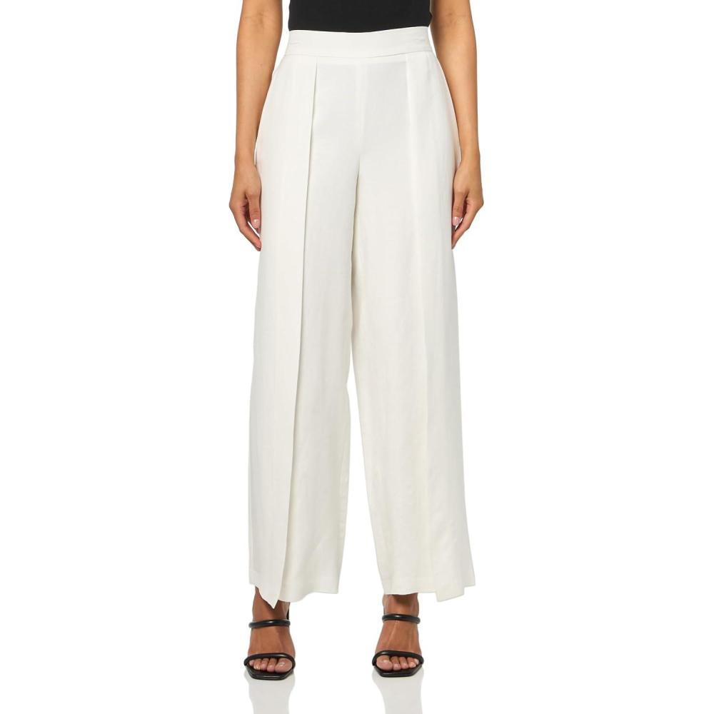 imageAnne Klein Womens Pullon Flyaway Wide Leg LinedBright White