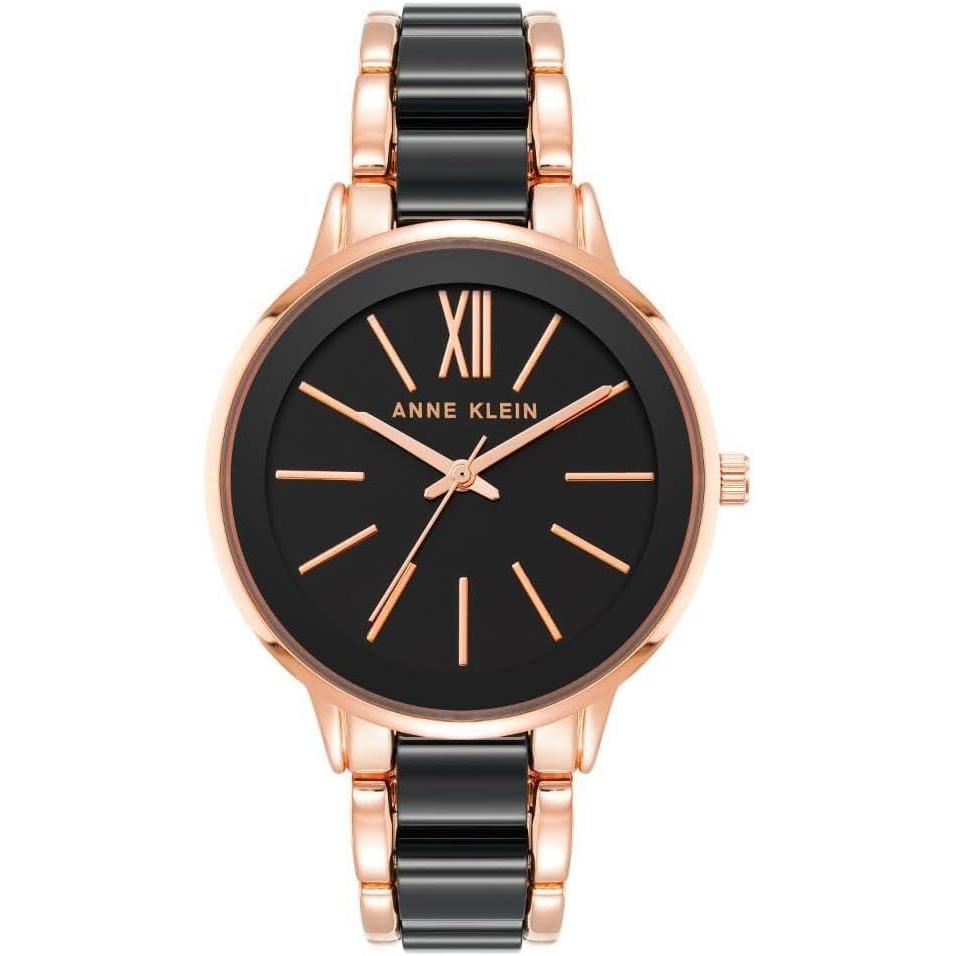 imageAnne Klein Womens Resin Bracelet WatchBlackRose Gold