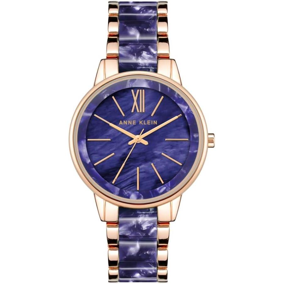 imageAnne Klein Womens Resin Bracelet WatchPearlescent NavyRose Gold