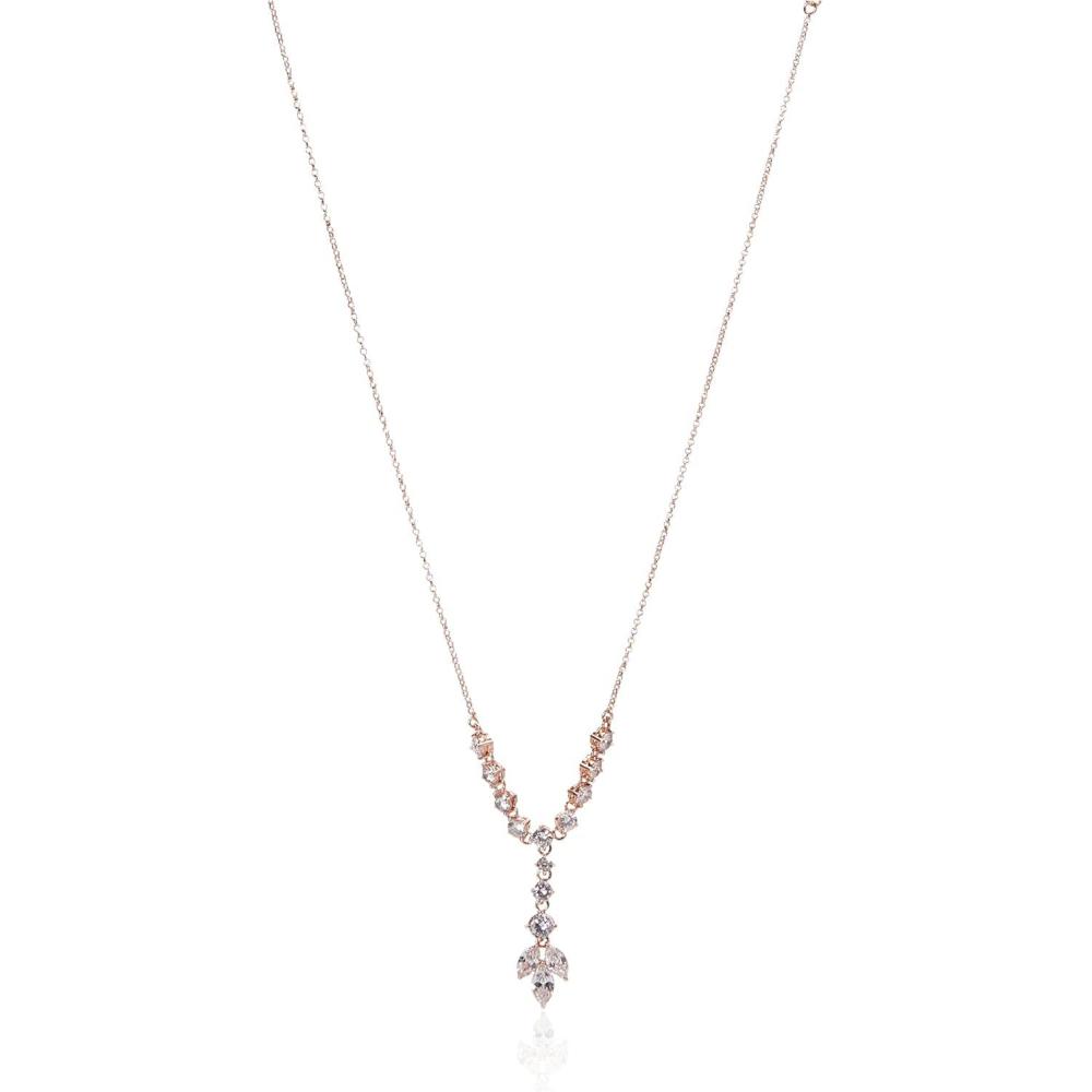 imageAnne Klein Womens Rose Gold Tone Cubic Zirconia Navette Y Necklace One Size