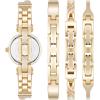 Anne Klein Women’s Bangle Watch and Premium Crystal Accented Bracelet Set(Gold/Red)
