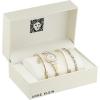 Anne Klein Women’s Bangle Watch and Premium Crystal Accented Bracelet Set(Gold/White)
