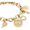 Anne Klein Women’s Premium Crystal Accented Gold-Tone Charm Bracelet Watch, 10/7604CHRM(Gold)