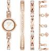 Anne Klein Women’s Premium Crystal Accented Silver-Tone Watch and Bracelet Set(Rose Gold)